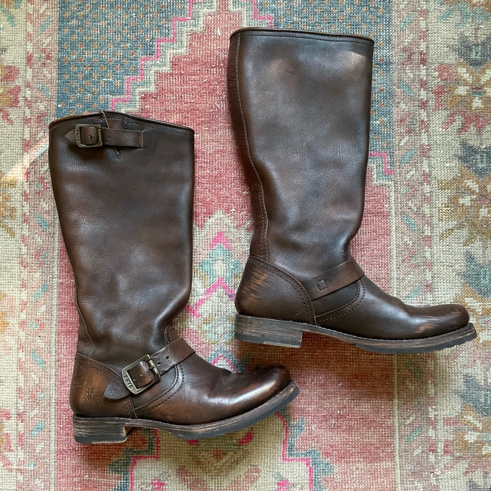Frye Veronica Slouch Brown Tall Riding Boots